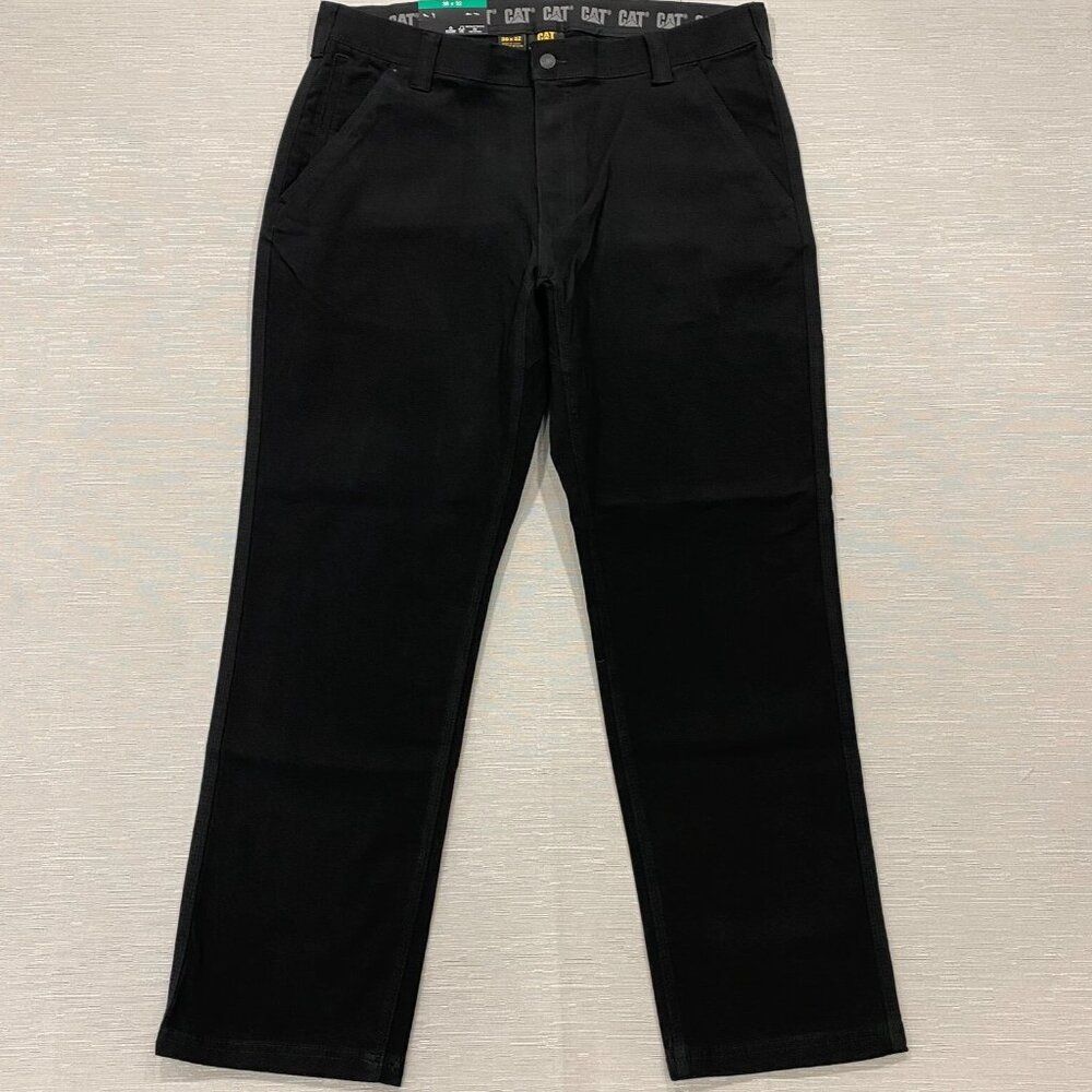 CAT Caterpillar Utility Work Pants Mens 38 x 32 Black Flex Waistband Cell Pocket